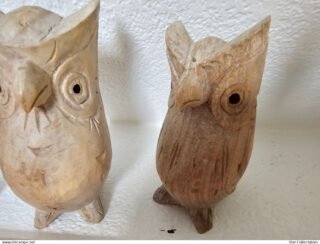 Vintage Set of 3 Owls, Wood Sculpture/Figurines - Image 3
