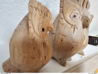 Vintage Set of 3 Owls, Wood Sculpture/Figurines - Image 4