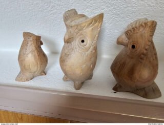 Vintage Set of 3 Owls, Wood Sculpture/Figurines - Image 5