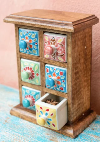 Shyla Handpainted 6-Drawer Mini Storage Chest