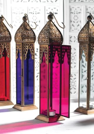 Tall Moroccan Lantern, Recycled Glass