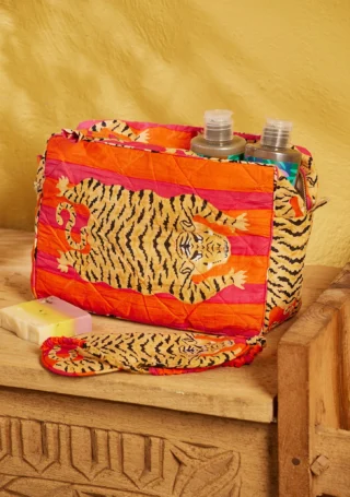 Tiger Stripe Wash Bag, Handcrafted