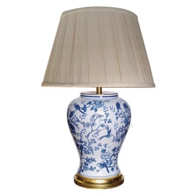 Pair of Tropical Birds Vase Lamps, Porcelain