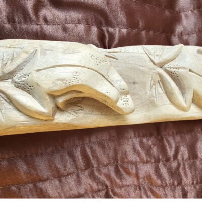 Vintage 3 FROGS ON LOG - Wood SculptureWall Plaque, 47cm