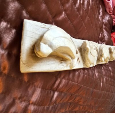 Vintage 3 FROGS ON LOG - Wood SculptureWall Plaque, 47cm