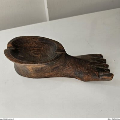 Vintage Hand-carved ashtray, Foot. 16cm