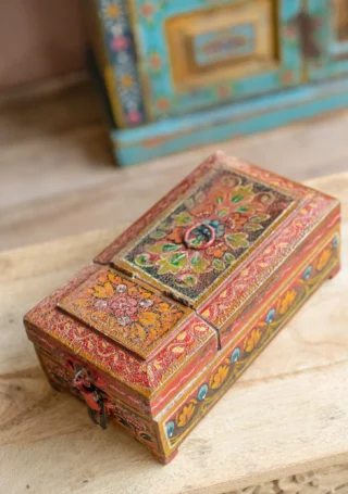 Vintage Mirror Box, Red/Orange, Handcrafted
