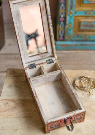Vintage Mirror Box, Red/Orange, Handcrafted - Image 3