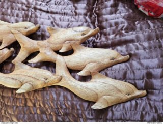 Vintage POD OF 7 DOLPHINS - Wood Sculpture/Wall Plaque, 70cm, Handcrafted - Image 3