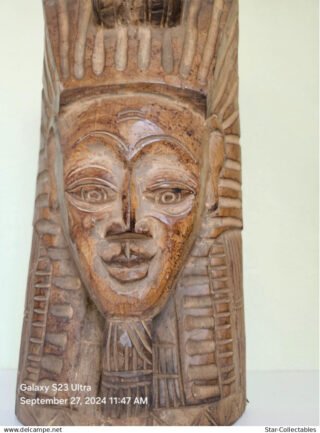 Vintage Pharoah Tutankhamen (King Tut) Bust Wall hanging, - Wood Sculpture, 49cm - Image 3