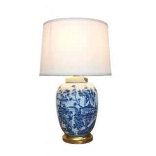 Pair of Willow Pattern Landscape Jar Lamps, Porcelain - Image 2