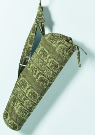 Elephant Design Cotton Yoga Mat Bag, Olive