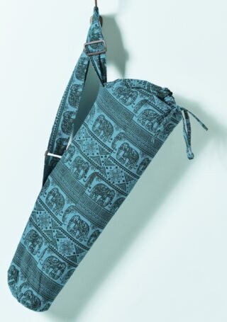 Elephant Design Cotton Yoga Mat Bag, Petrel