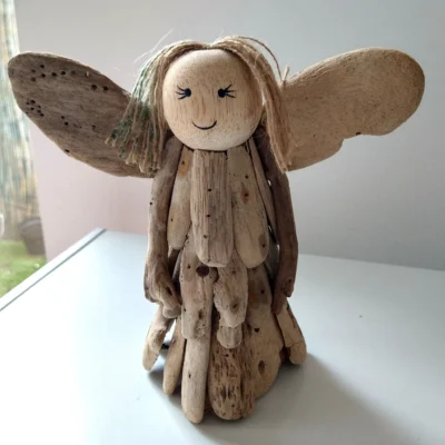Handcarved Driftwood Angel Figure, 20cm