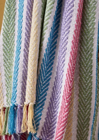 Recycled Cotton Arrow Stripe Rainbow Throw, 125x150cm - Image 3