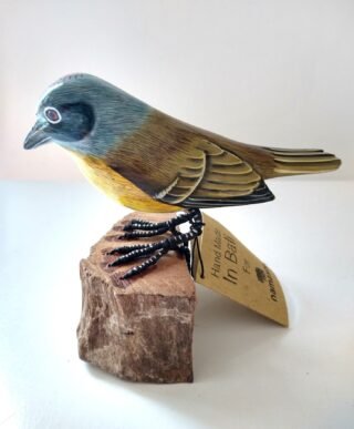 Handcarved & Handpainted Bird on Teak Stand, 18cm - Image 2