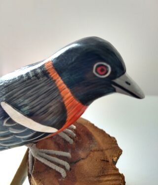 Handcarved & Handpainted Bird on Teak Stand, 18cm - Image 2