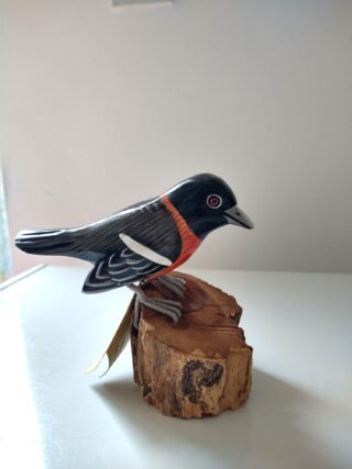 Handcarved & Handpainted Bird on Teak Stand, 18cm - Image 3