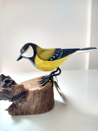 Handcarved & Handpainted Bird on Teak Stand, 18cm - Image 4