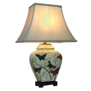 Pair of Butterfly and Blossom Jar Lamps, Porcelain - Image 2