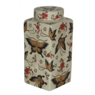 Large Butterfly Caddy, Chinese Porcelain