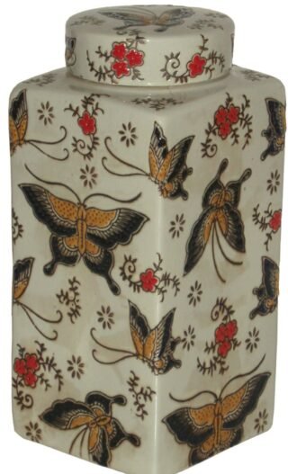 Large Butterfly Caddy, Chinese Porcelain - Image 3