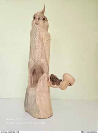 Vintage Giant Cockatiel, Wood Sculpture/Figurine, 46cm - Image 3