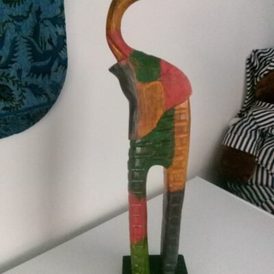 Set of 3 Large Handcrafted Wooden Elephant Sculptures