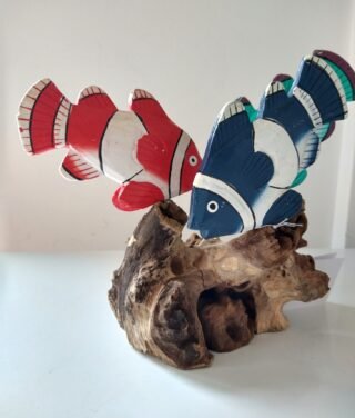 Hand-crafted 3 Fish on Driftwood Figurine, 22cm - Image 2