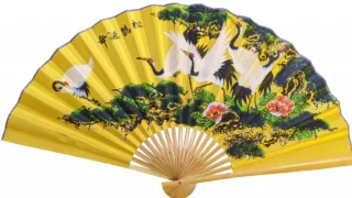 Large Oriental Cranes Wall Fan - Image 3