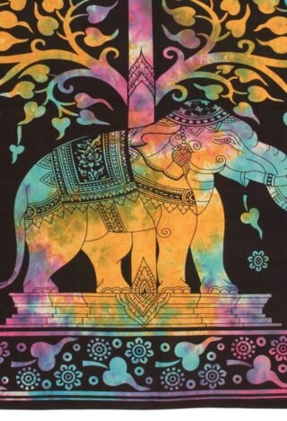 Elephant & Tree Cotton Throw/Bedcover/Wallhanging/Tapestry 210x245cm