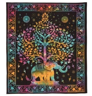 Elephant & Tree Cotton Throw/Bedcover/Wallhanging/Tapestry 210x245cm - Image 3