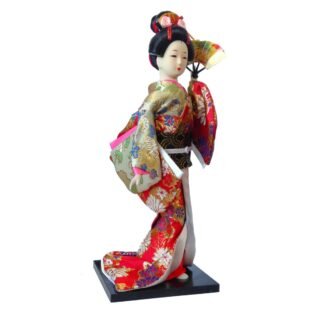 Hand-crafted Japanese Golden Fan Dancer Doll, 31cm