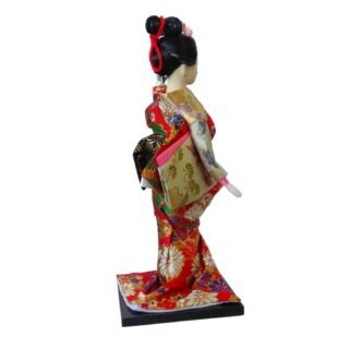 Hand-crafted Japanese Golden Fan Dancer Doll, 31cm - Image 3