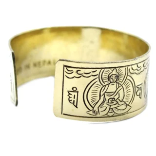 Brass Bracelet. Tibetan Mantra, Five Buddha - Image 3