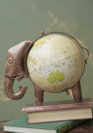 Large Metal Elephant Globe 27cm