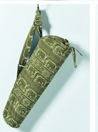 Elephant Design Cotton Yoga Mat Bag, Green