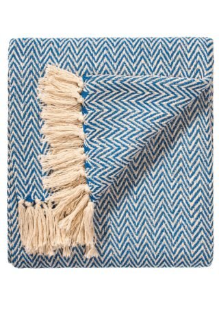 Throw. Chevron Soft Recycled Cotton Handloom, Indigo