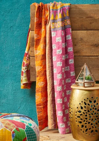 Multi Patchwork Reversible Kantha Throw, 125 x 175cm