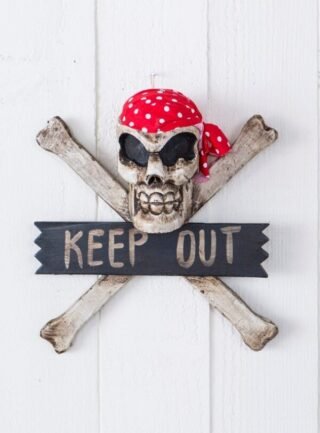 Wooden Pirate "Keep Out" Sign 28 x 28cm, Handcrafted
