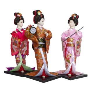 Hand-crafted Japanese Lady in Pink/Orange Doll, 31cm