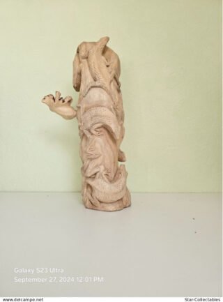 Vintage LIZARDS in TREE STUMP, Wood Sculpture/Figurine, 42cm - Image 2