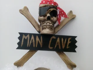 Wooden Pirate "Man Cave" Sign 28 x 28cm, Handcrafted