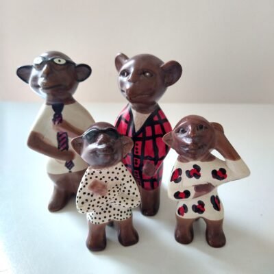 Soapstone Meerkat Family Figurines, 10cm