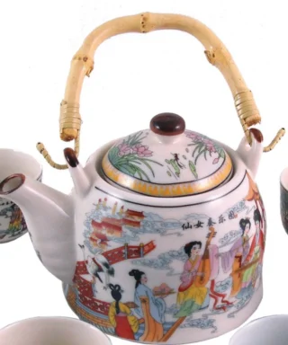 Traditional Musicians Oriental Porcelain Tea Set - Image 4