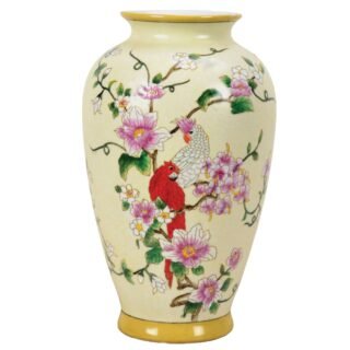 Porcelain, Crested Parrot Vase
