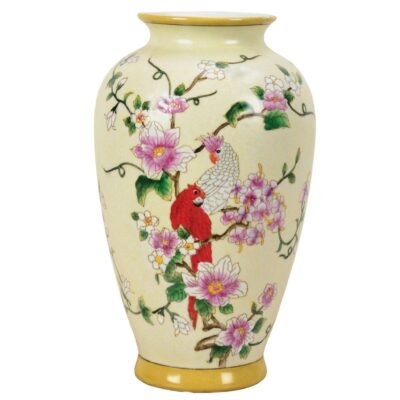 Porcelain, Crested Parrot Vase
