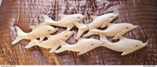 Vintage POD OF 7 DOLPHINS - Wood Sculpture/Wall Plaque, 70cm, Handcrafted - Image 2