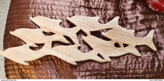 Vintage POD OF 7 DOLPHINS - Wood Sculpture/Wall Plaque, 70cm, Handcrafted - Image 5