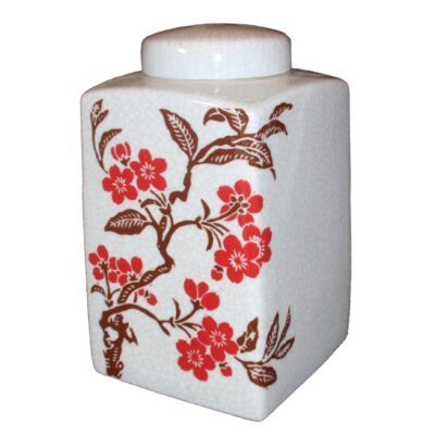 Square Floral Pot, Chinese Porcelain